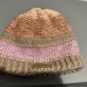 Clear Creek Cable Knit Beanie in a colorblock pattern